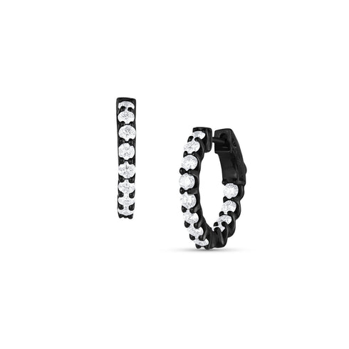 Dominique Cohen one carat huggie hoops in black gold<span class='visuallyhidden'>; shop help at 760-978-9297.</span>